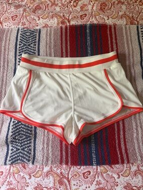 FP Movement by Free People White Athletic Shorts with Coral Trim